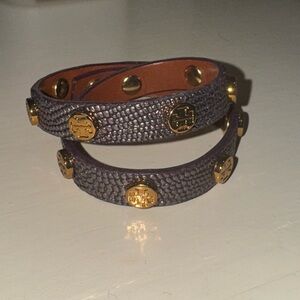 Tory Burch Miller Double Wrap Bracelet Leather & Gold
